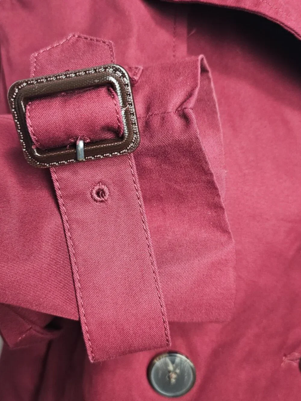 Banana Republic double-breasted short Military trench Jacket Burgundy Size S